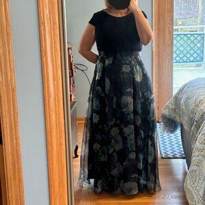 Navy Floral Formal Gown